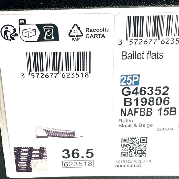 CHANEL 25P CC Raffia Crochet Woven Two Tone Cap Toe Ballerina Ballet Flat Shoes - Picture 15 of 15